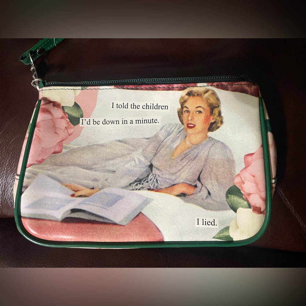 Anne Taintor, Inc. cosmetic wristlet bag, vintage design, EUC